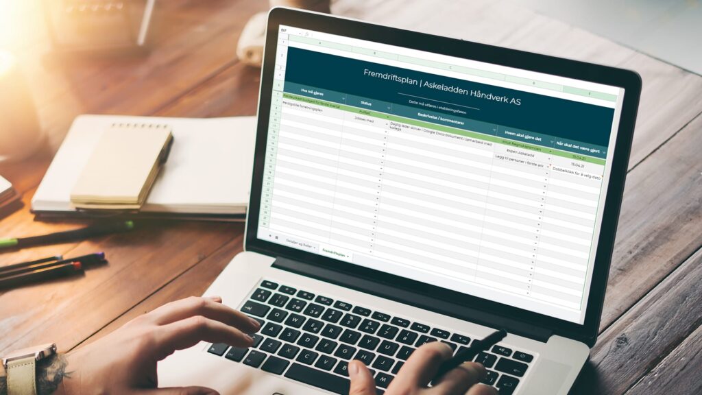 Fremdriftsplan mal for excel og google sheets